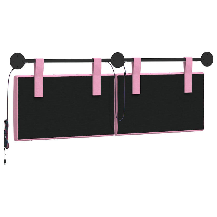 Hangend hoofdbord Met LED-verlichting Roze Stof