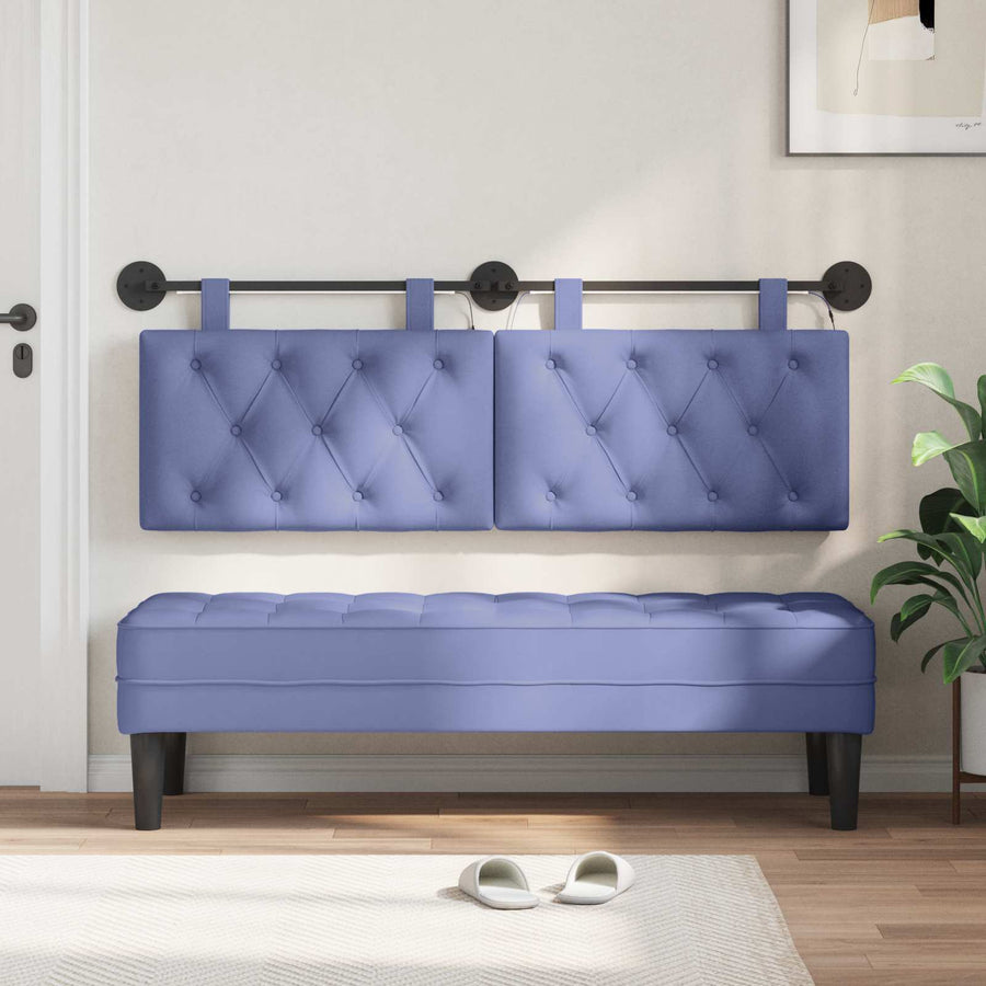 Hangend hoofdbord Met LED-verlichting Jeans Blauw Stof