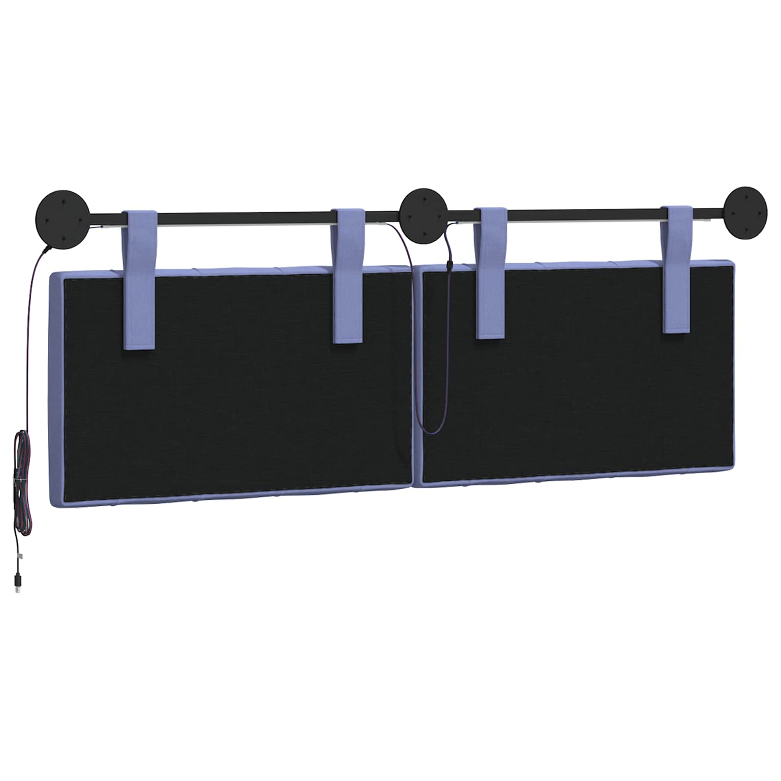 Hangend hoofdbord Met LED-verlichting Jeans Blauw Stof