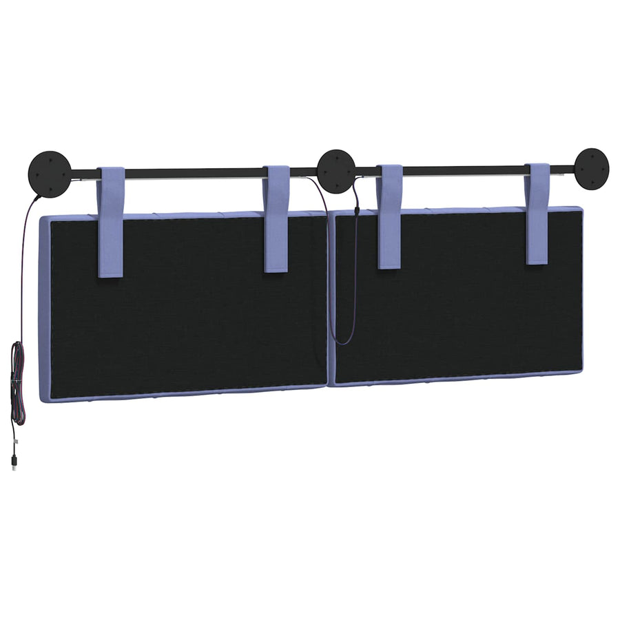 Hangend hoofdbord Met LED-verlichting Jeans Blauw Stof