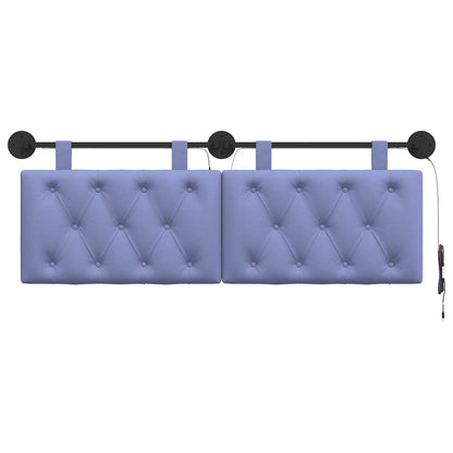 Hangend hoofdbord Met LED-verlichting Jeans Blauw Stof