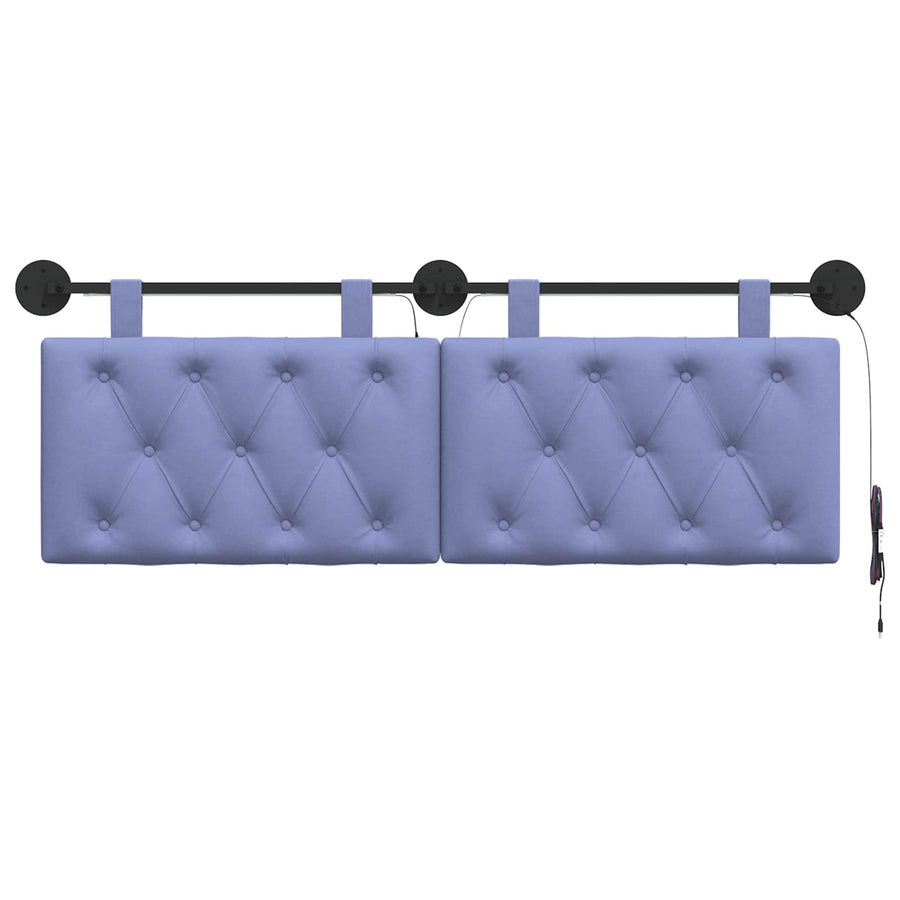 Hangend hoofdbord Met LED-verlichting Jeans Blauw Stof