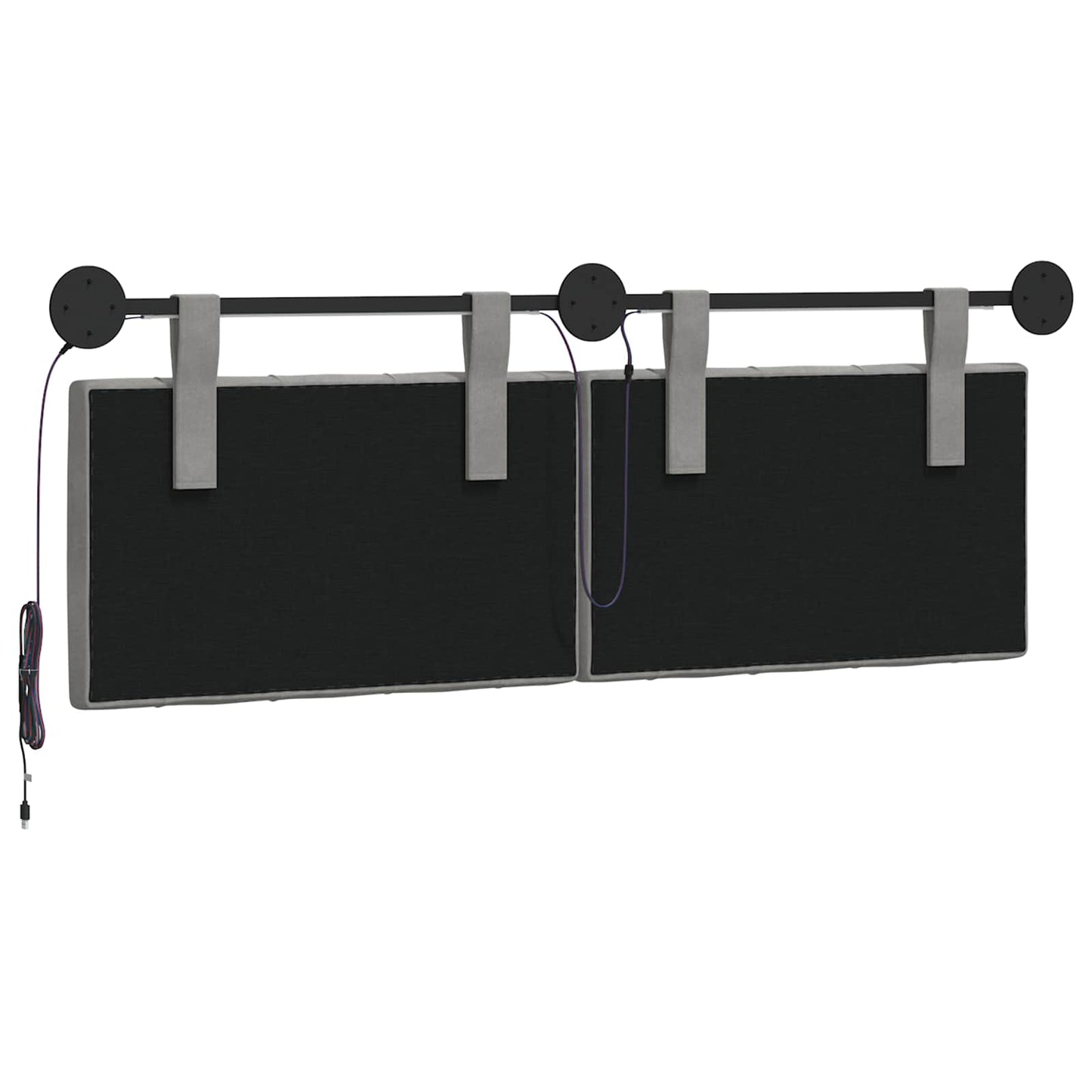 Hangend hoofdbord Met LED-verlichting Lichtgrijs Fluweel