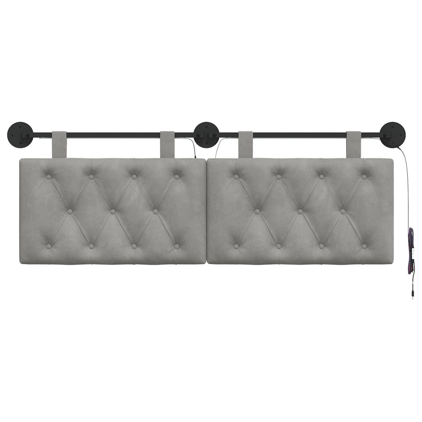 Hangend hoofdbord Met LED-verlichting Lichtgrijs Fluweel