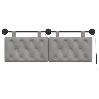 Hangend hoofdbord Met LED-verlichting Lichtgrijs Fluweel
