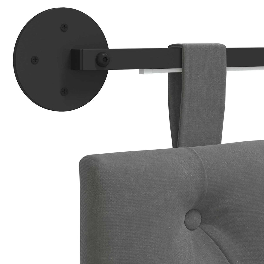 Hangend hoofdbord Met LED-verlichting Donkergrijs Fluweel
