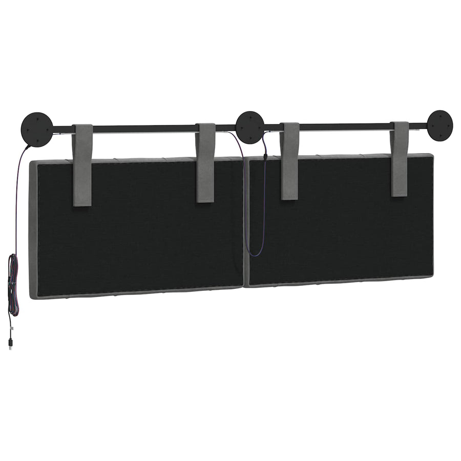 Hangend hoofdbord Met LED-verlichting Donkergrijs Fluweel
