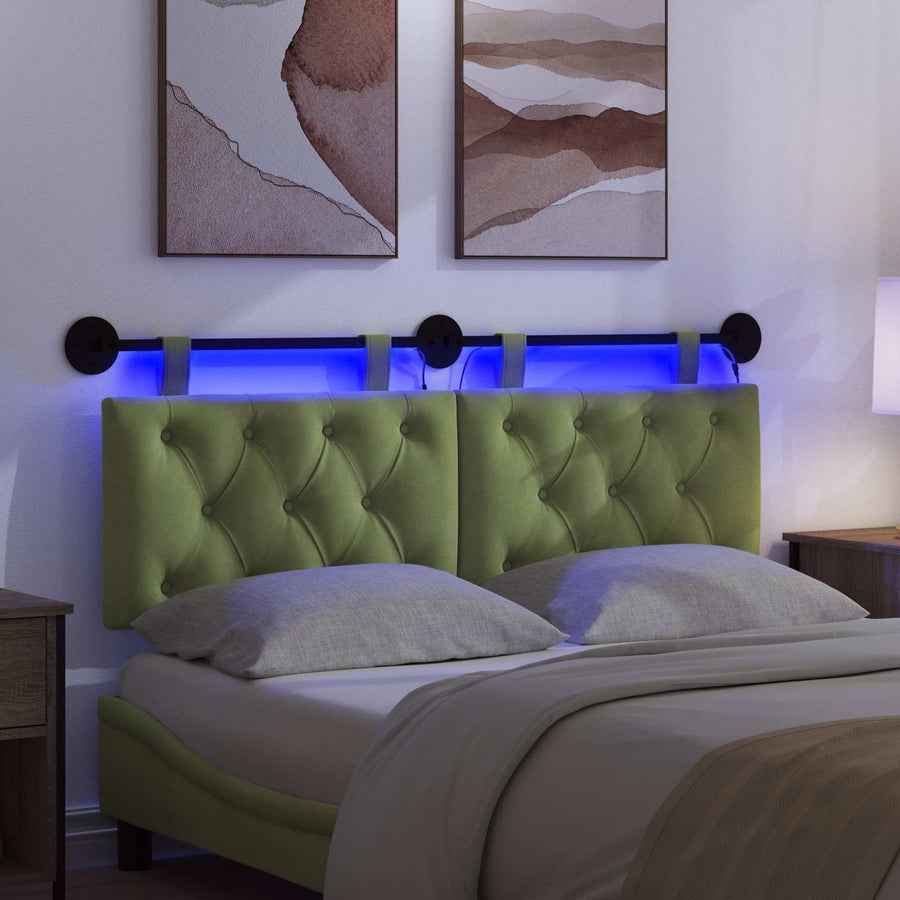 Hangend hoofdbord Met LED-verlichting Lichtgroen Fluweel