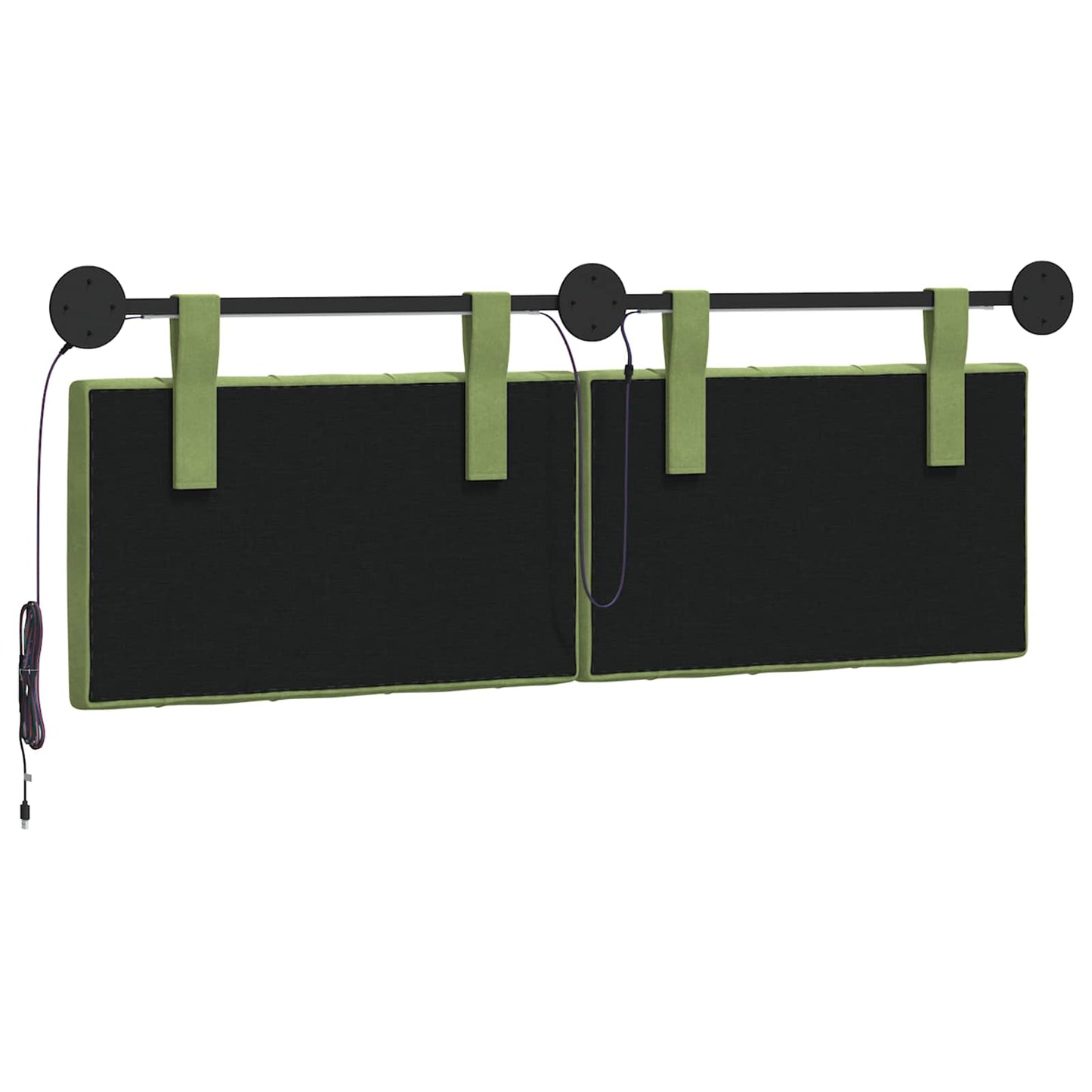 Hangend hoofdbord Met LED-verlichting Lichtgroen Fluweel