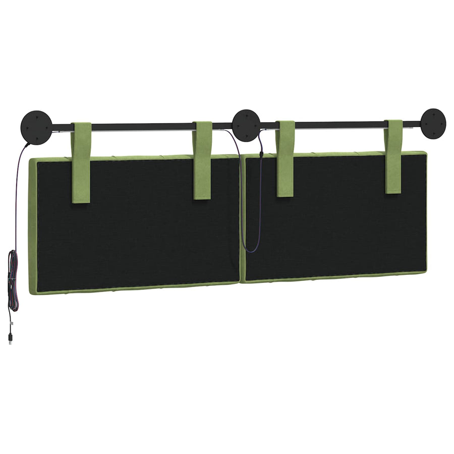 Hangend hoofdbord Met LED-verlichting Lichtgroen Fluweel