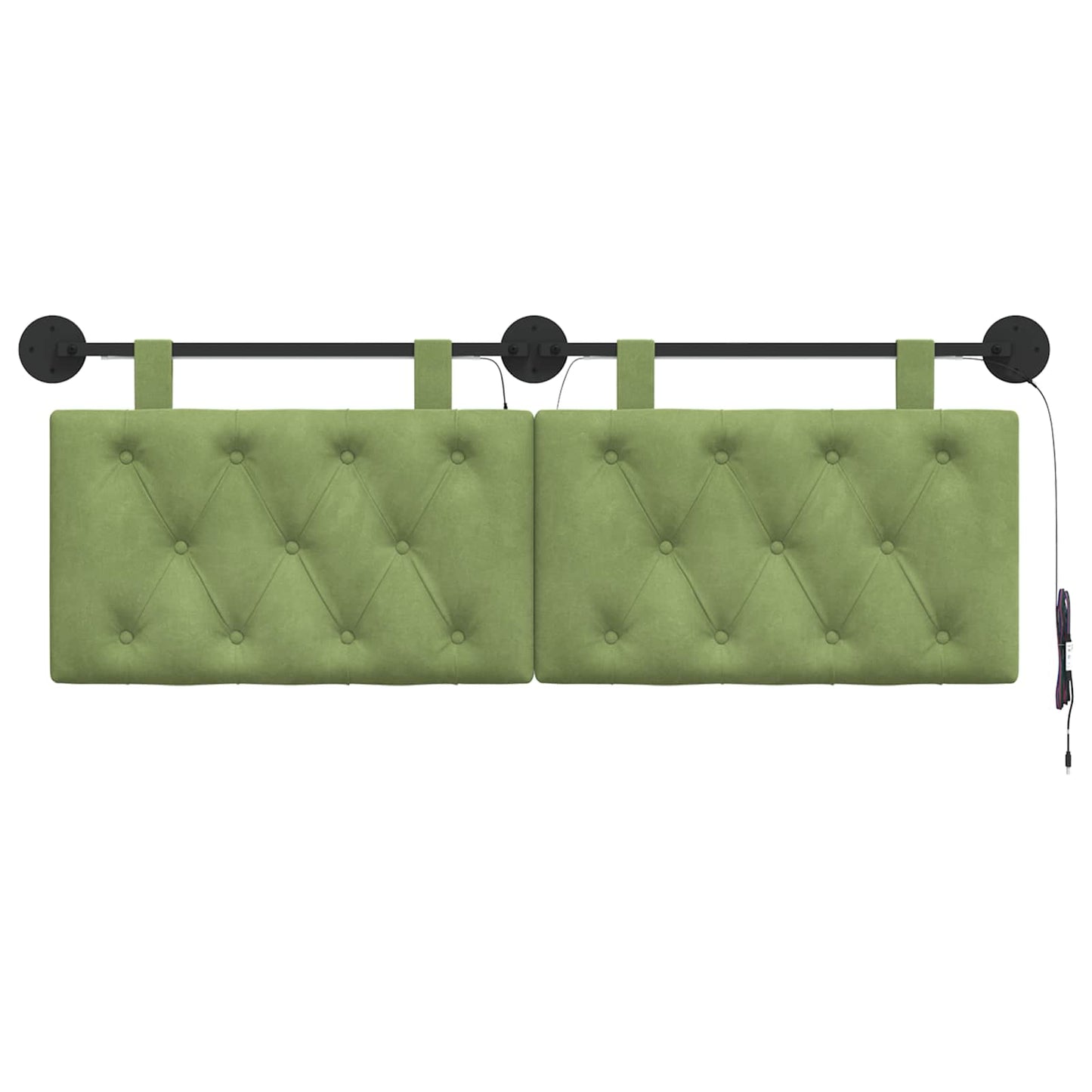 Hangend hoofdbord Met LED-verlichting Lichtgroen Fluweel