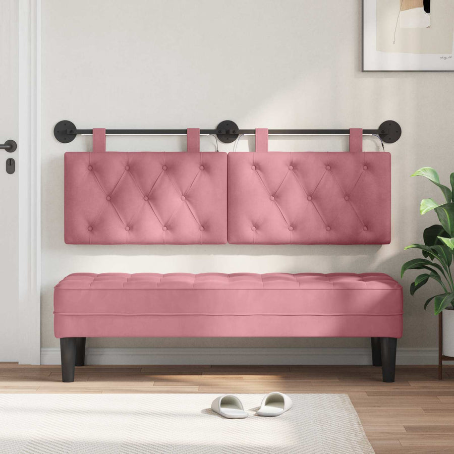 Hangend hoofdbord Met LED-verlichting Roze Fluweel