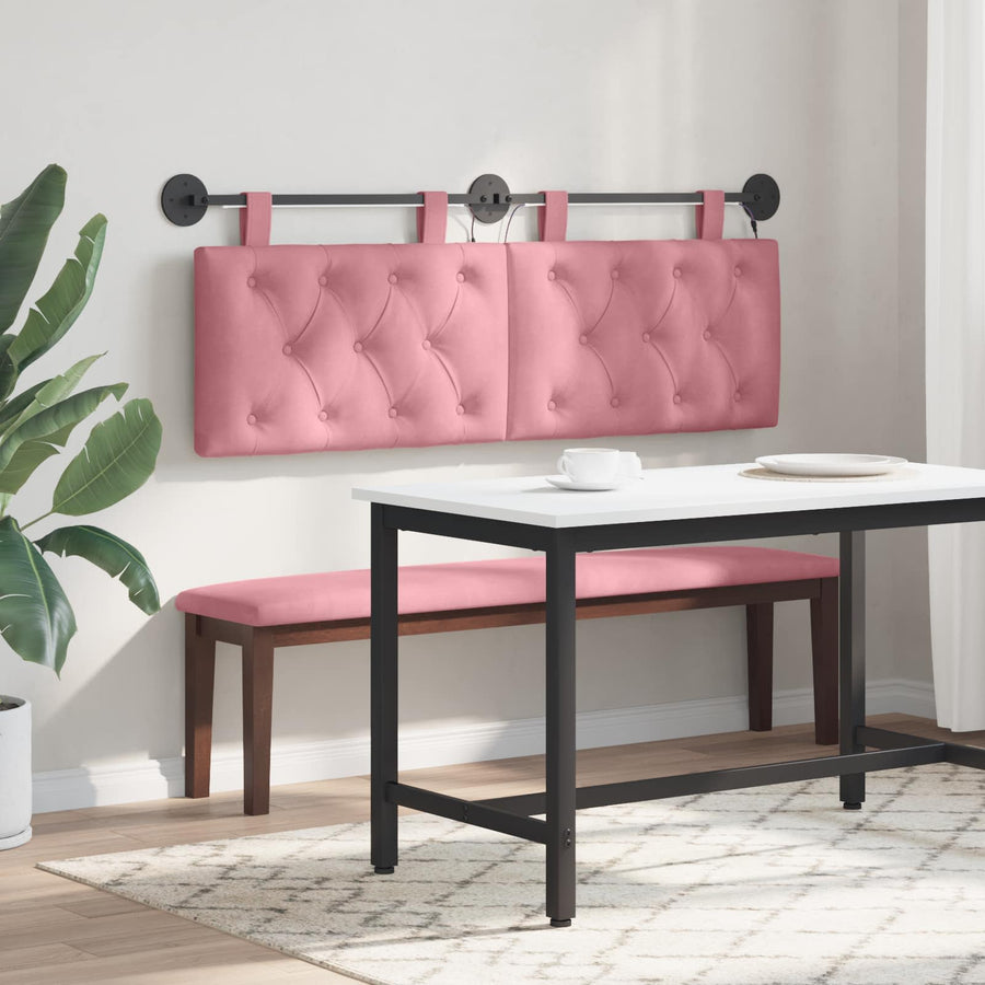 Hangend hoofdbord Met LED-verlichting Roze Fluweel