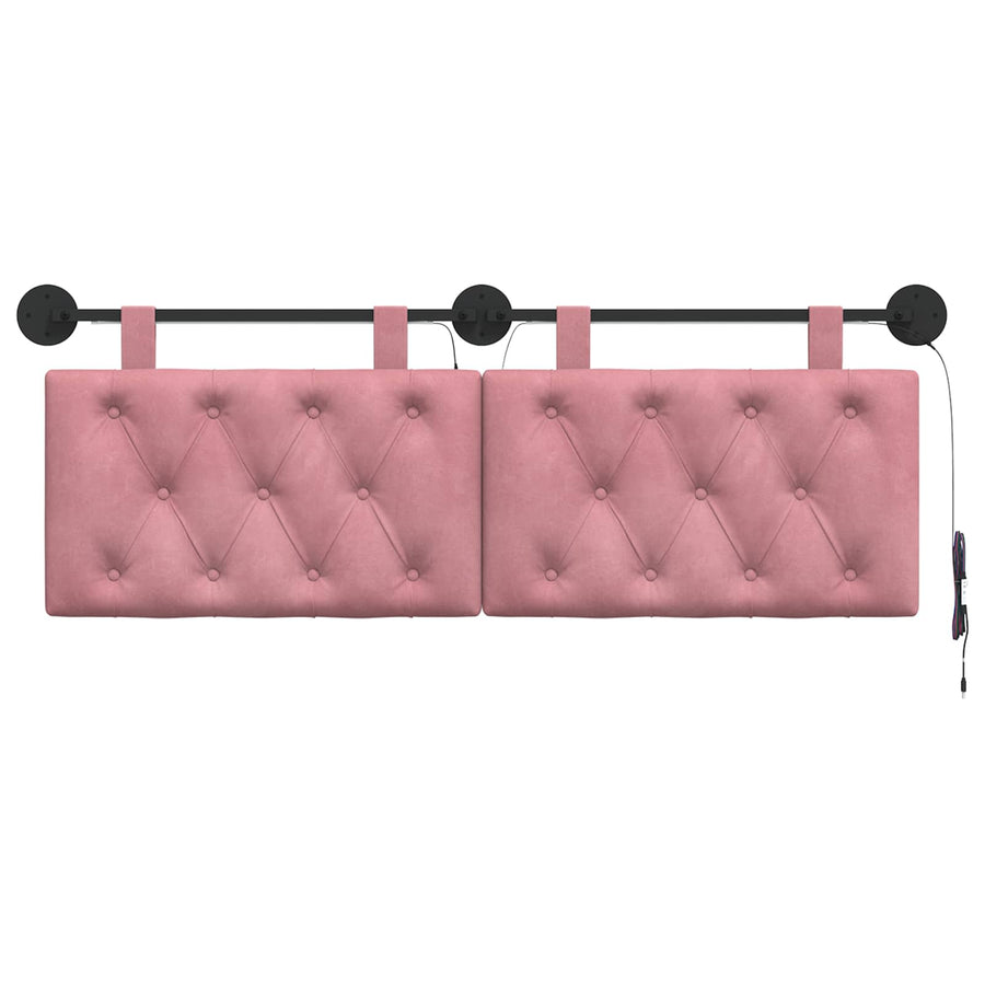 Hangend hoofdbord Met LED-verlichting Roze Fluweel