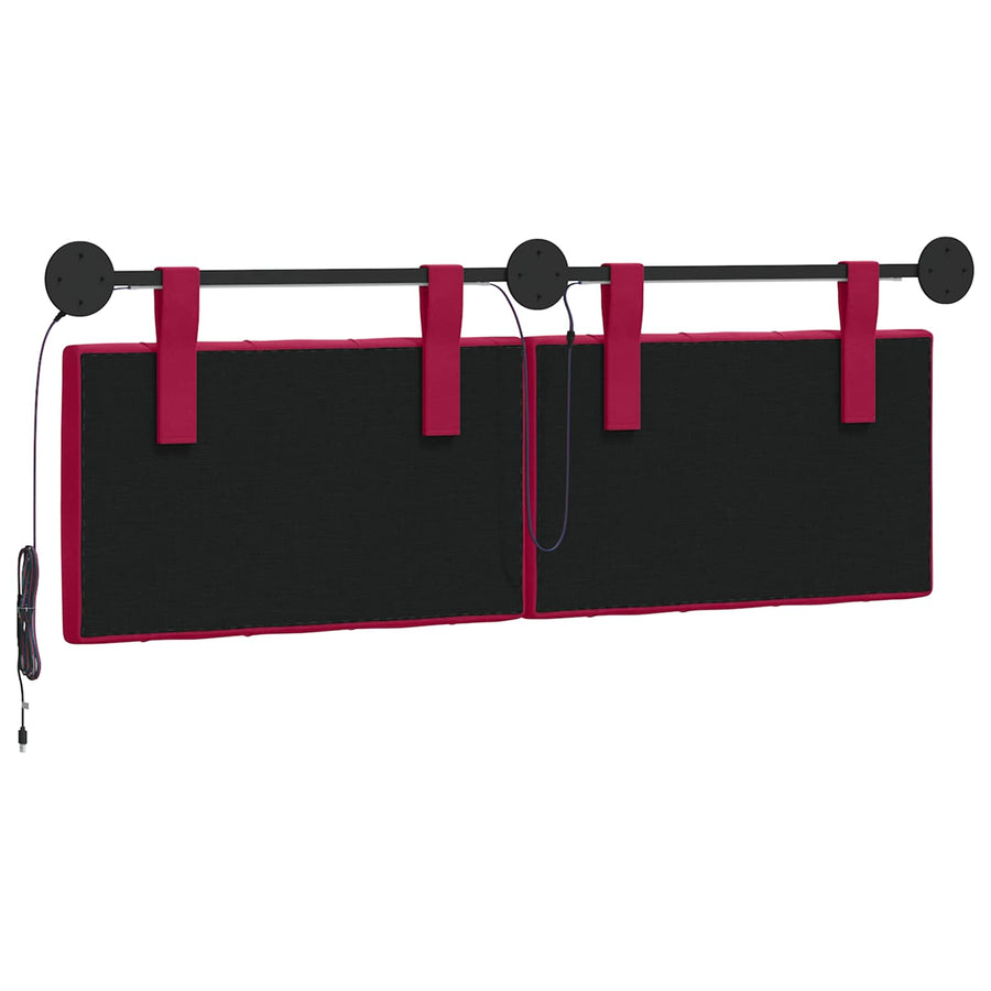 Hangend hoofdbord Met LED-verlichting Wijnrood Fluweel