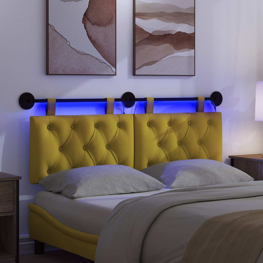 Hangend hoofdbord Met LED-verlichting Geel Fluweel