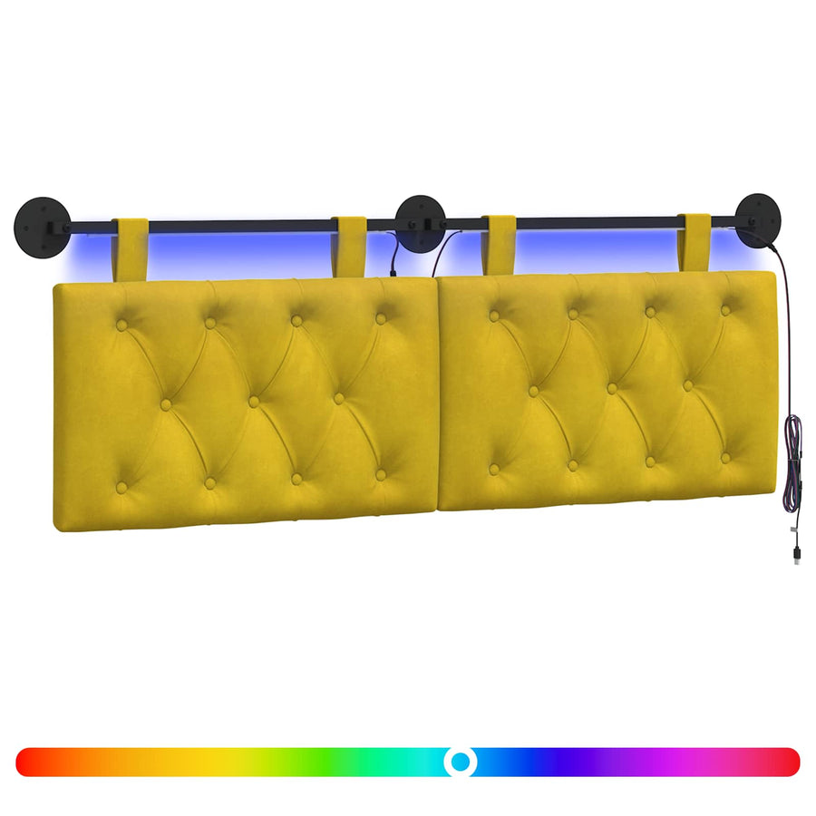 Hangend hoofdbord Met LED-verlichting Geel Fluweel