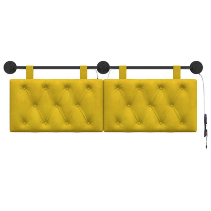 Hangend hoofdbord Met LED-verlichting Geel Fluweel