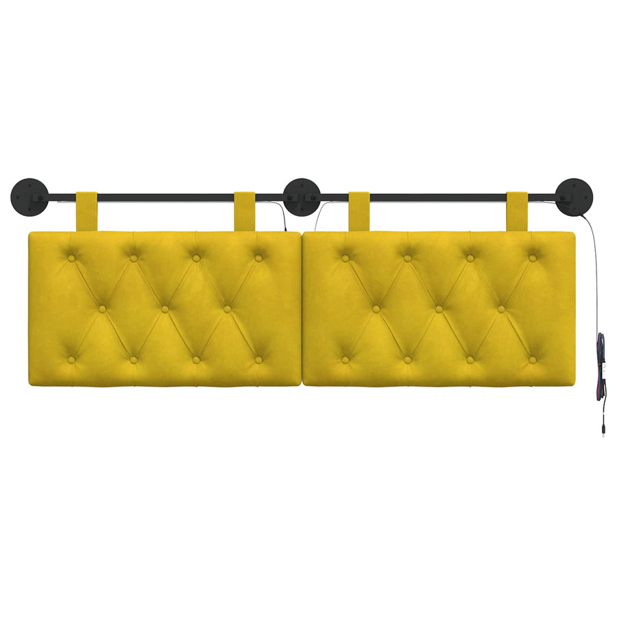 Hangend hoofdbord Met LED-verlichting Geel Fluweel
