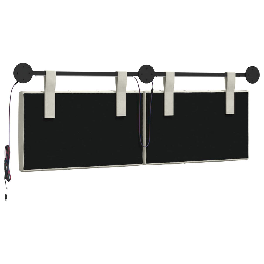 Hangend hoofdbord Met LED-verlichting Crèmekleurig Fluweel