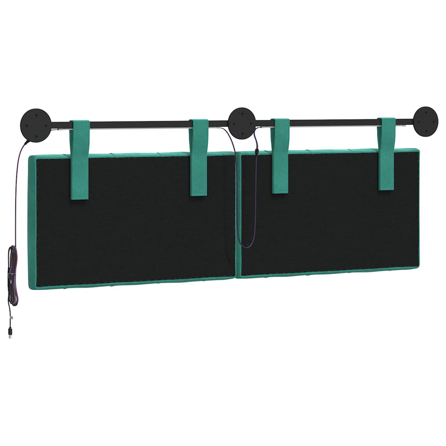 Hangend hoofdbord Met LED-verlichting Turquoise Fluweel