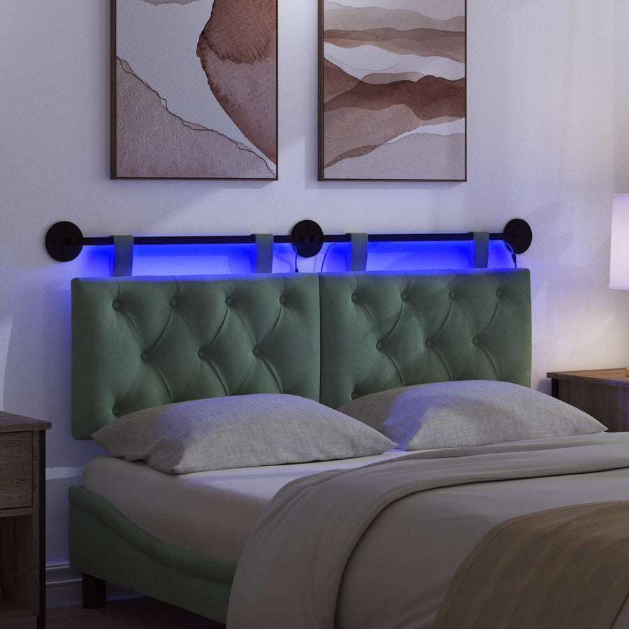 Hangend hoofdbord Met LED-verlichting Zeegroen Fluweel