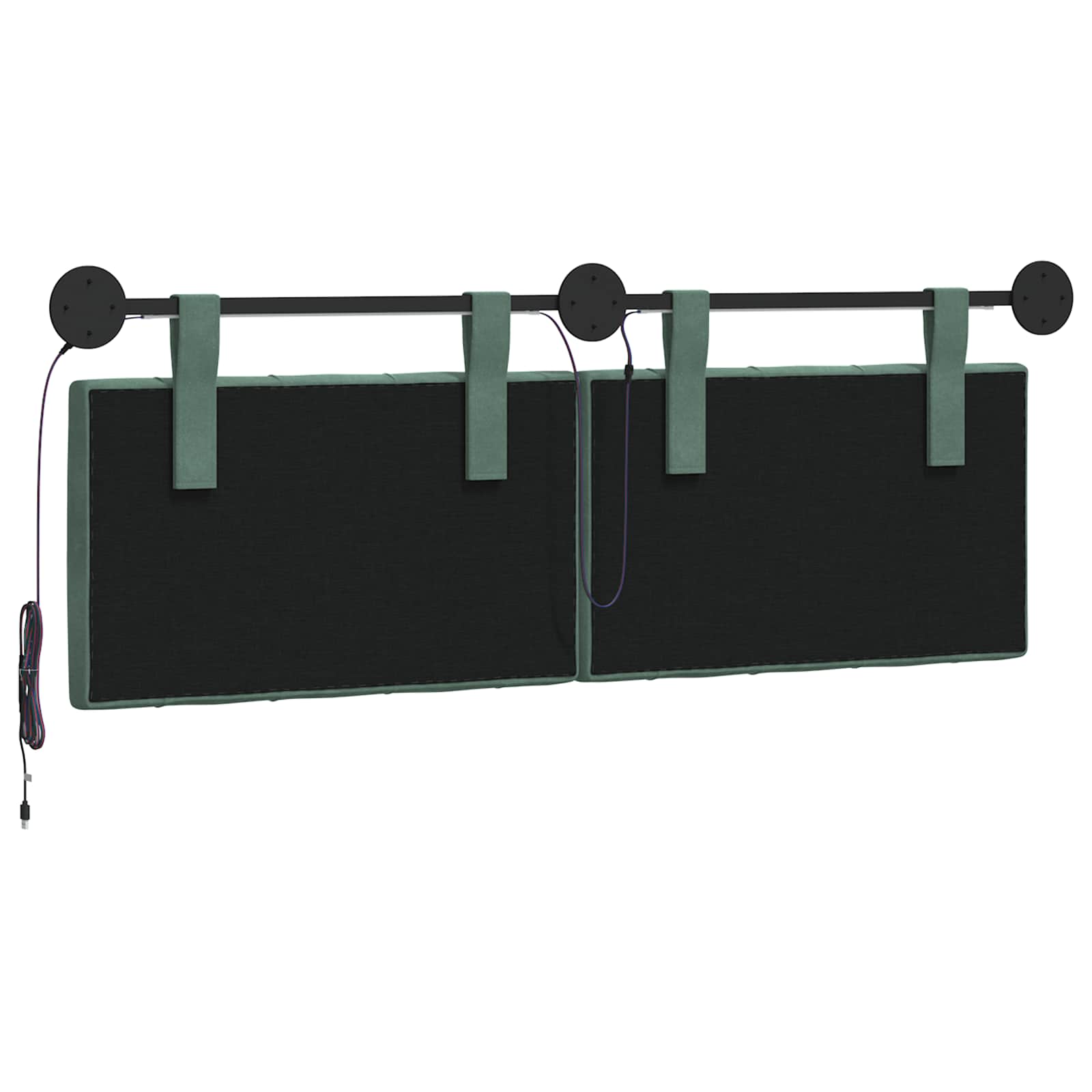 Hangend hoofdbord Met LED-verlichting Zeegroen Fluweel