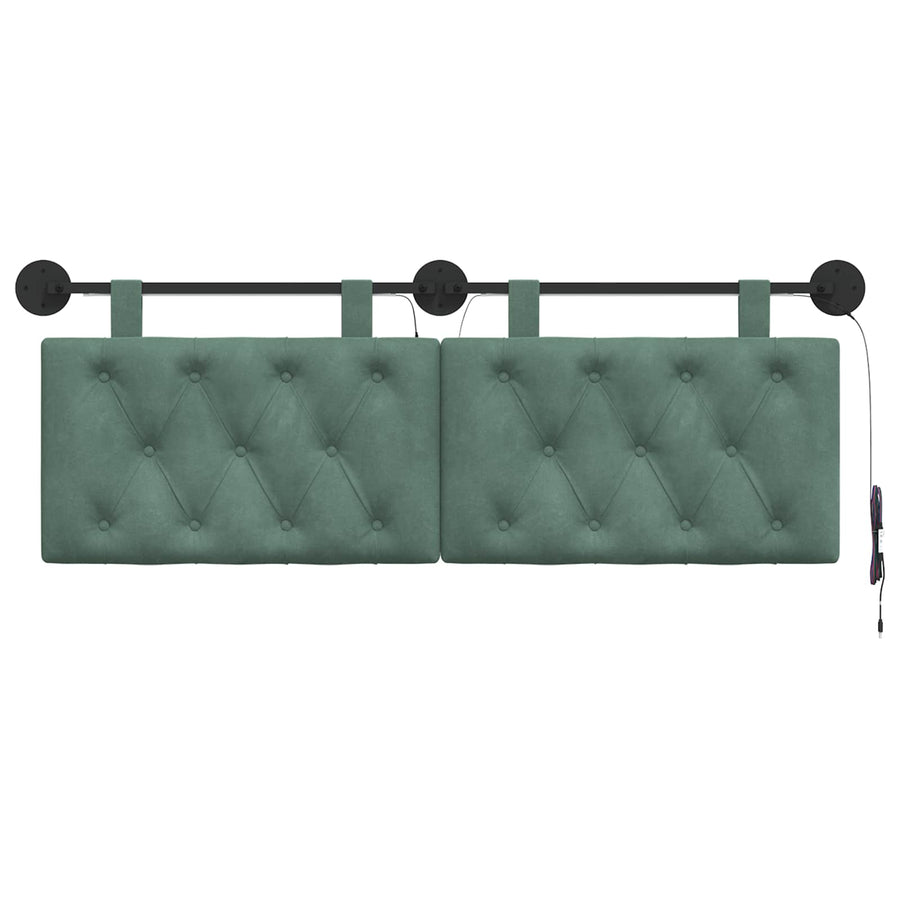 Hangend hoofdbord Met LED-verlichting Zeegroen Fluweel
