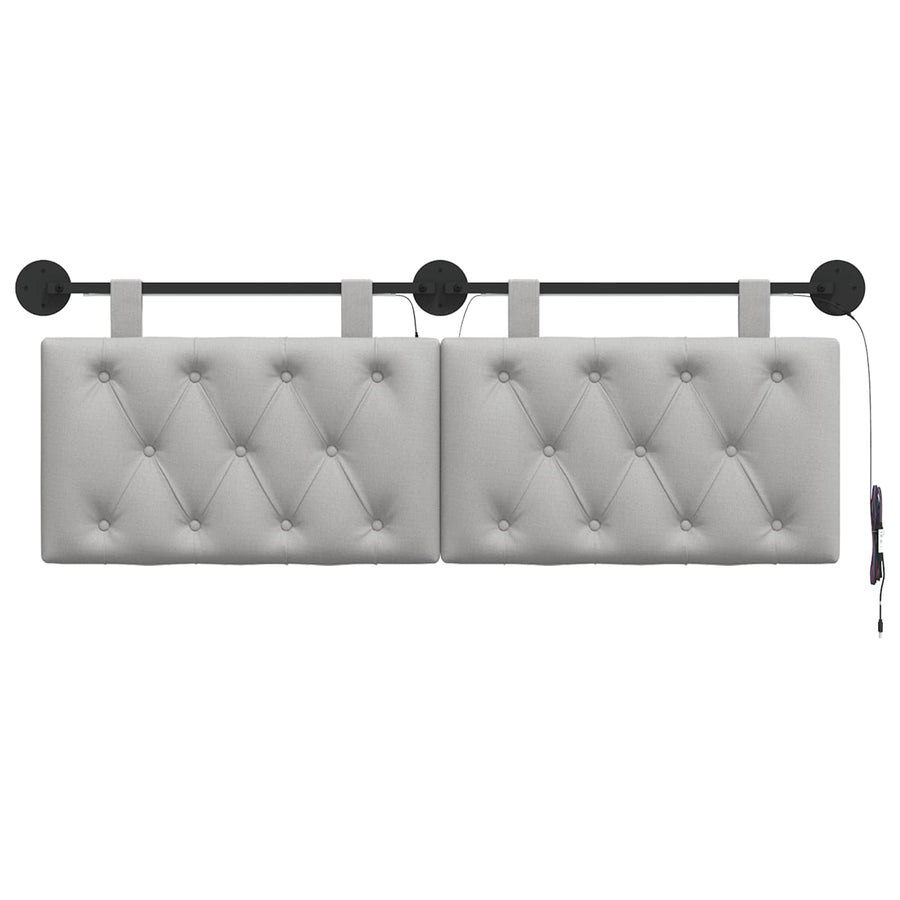 Hangend hoofdbord Met LED-verlichting Wolkengrijs Stof