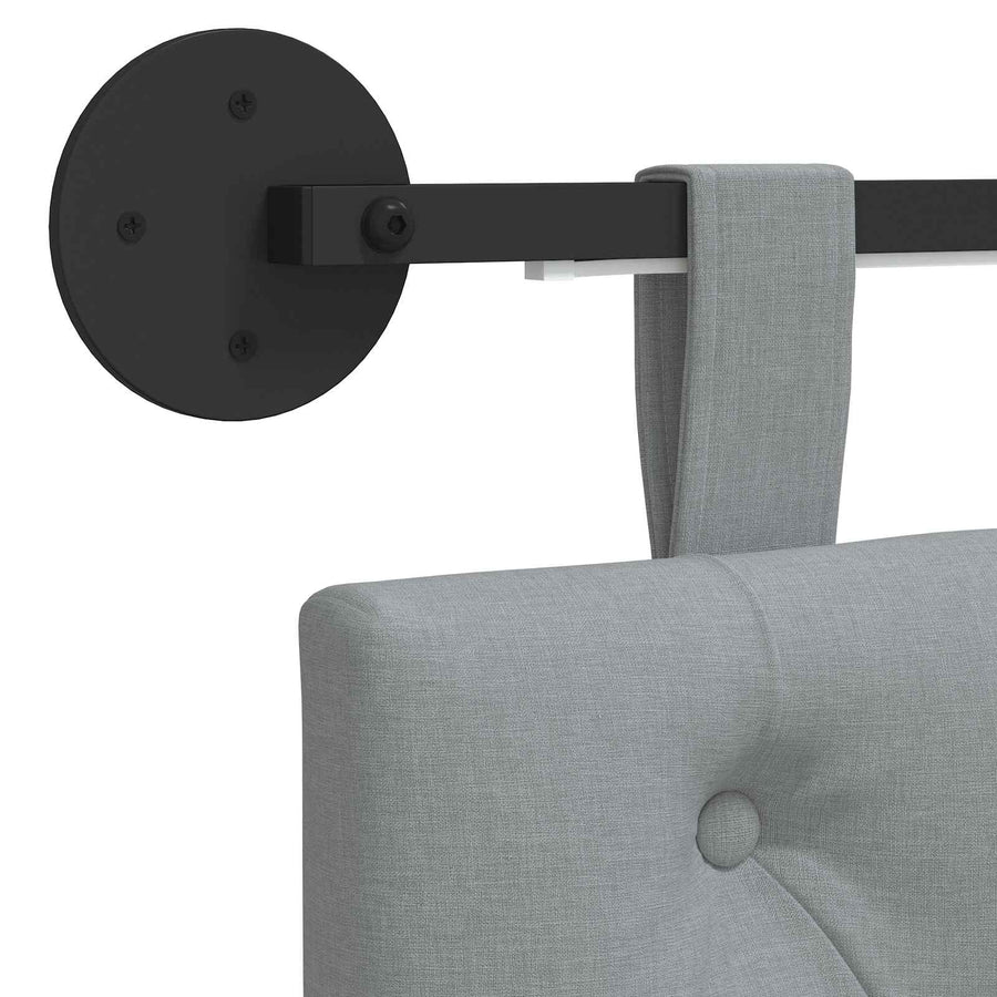 Hangend hoofdbord Met LED-verlichting Lichtgrijs Stof