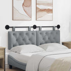 Wall Mounted Headboard With LED Lighting Light Gray Fabric