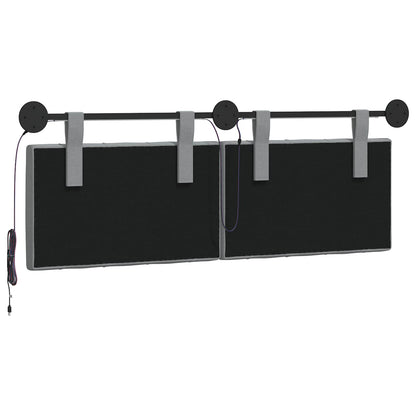Hangend hoofdbord Met LED-verlichting Lichtgrijs Stof