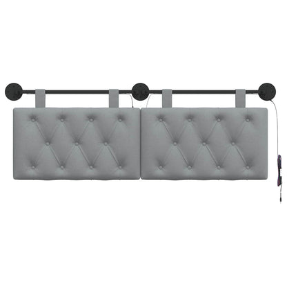 Hangend hoofdbord Met LED-verlichting Lichtgrijs Stof