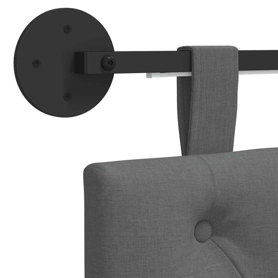 Hangend hoofdbord Met LED-verlichting Donkergrijs Stof