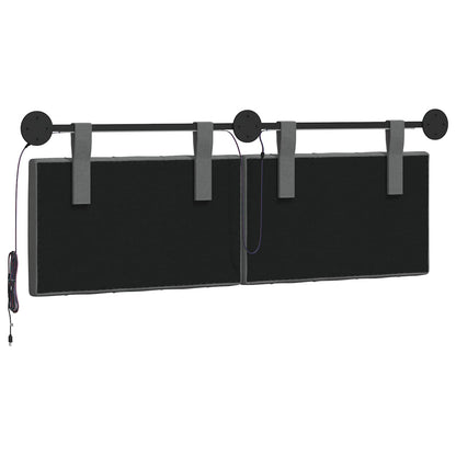 Hangend hoofdbord Met LED-verlichting Donkergrijs Stof