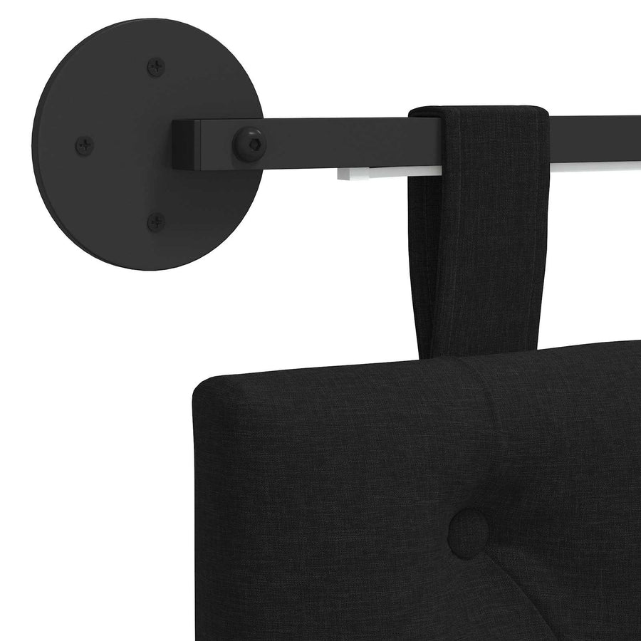 Hangend hoofdbord Met LED-verlichting Zwart Stof