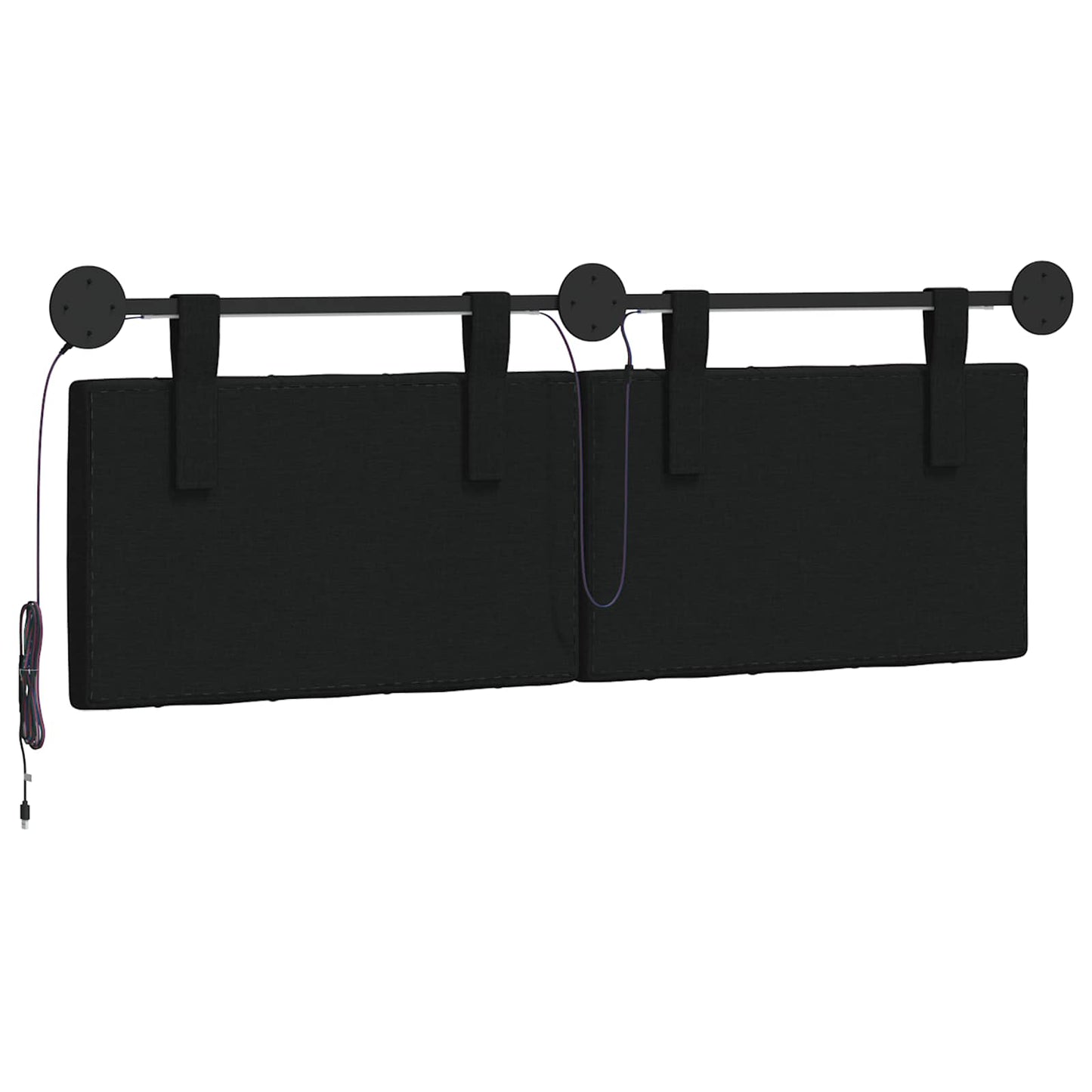 Hangend hoofdbord Met LED-verlichting Zwart Stof