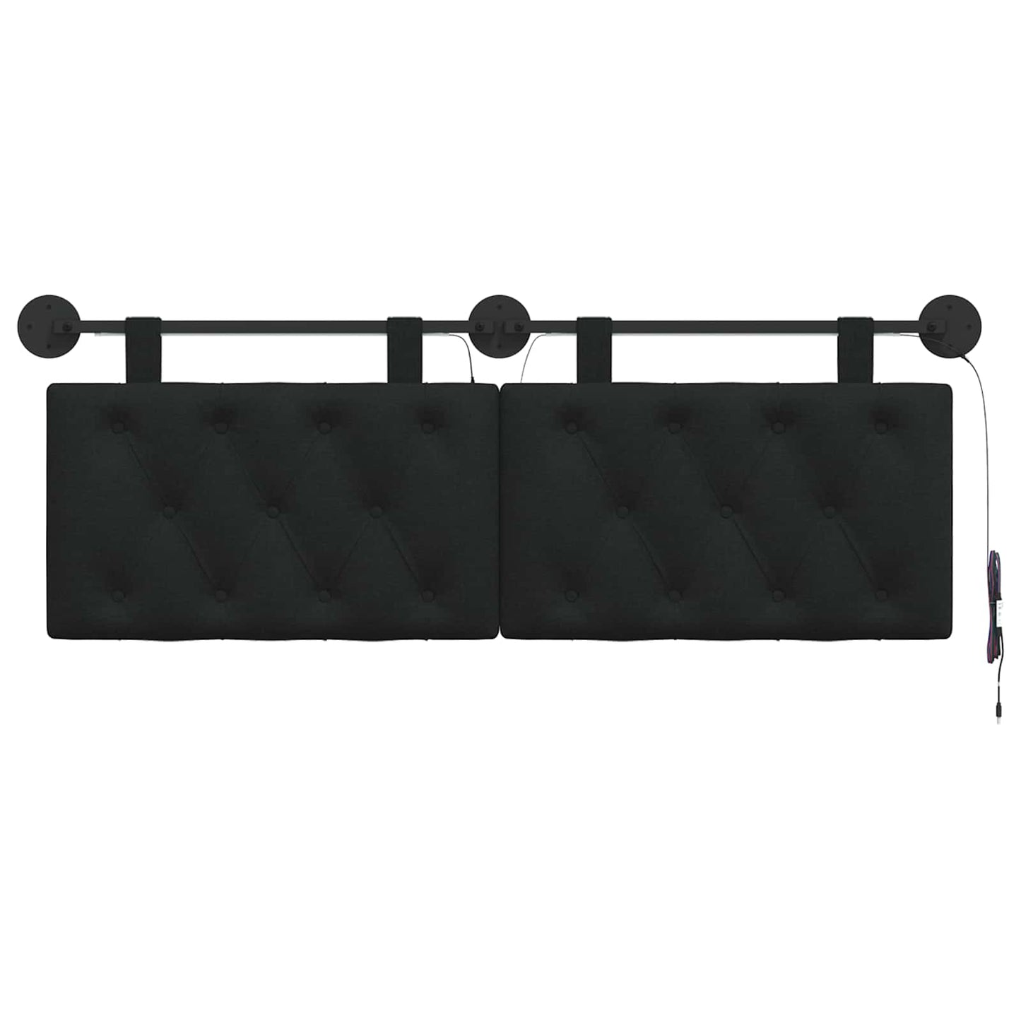 Hangend hoofdbord Met LED-verlichting Zwart Stof