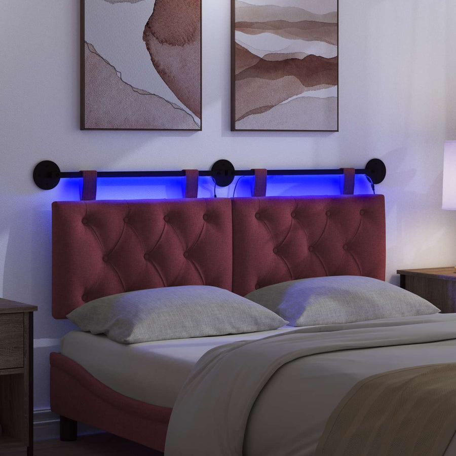 Hangend hoofdbord Met LED-verlichting Wijnrood Stof