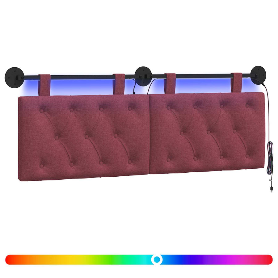 Hangend hoofdbord Met LED-verlichting Wijnrood Stof