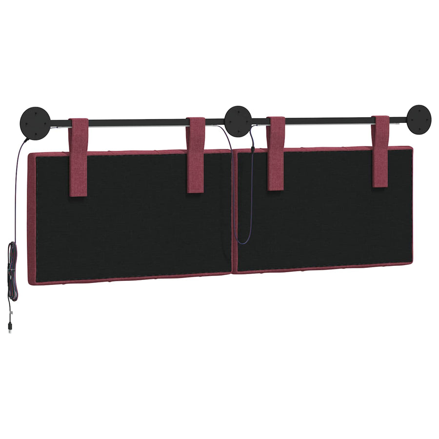 Hangend hoofdbord Met LED-verlichting Wijnrood Stof