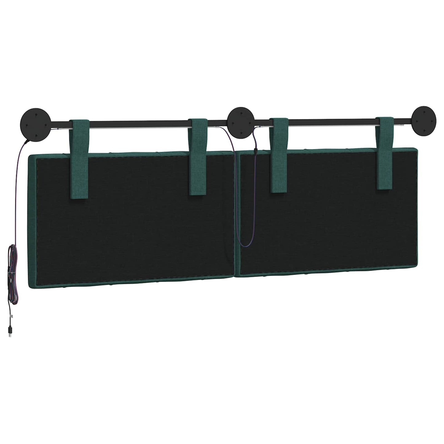 Hangend hoofdbord Met LED-verlichting Donkergroen Stof