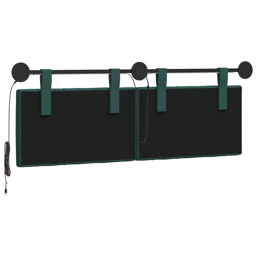 Hangend hoofdbord Met LED-verlichting Donkergroen Stof