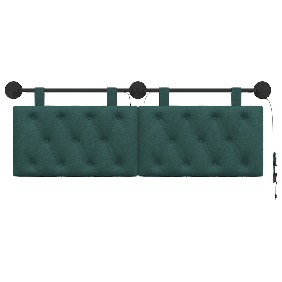 Hangend hoofdbord Met LED-verlichting Donkergroen Stof