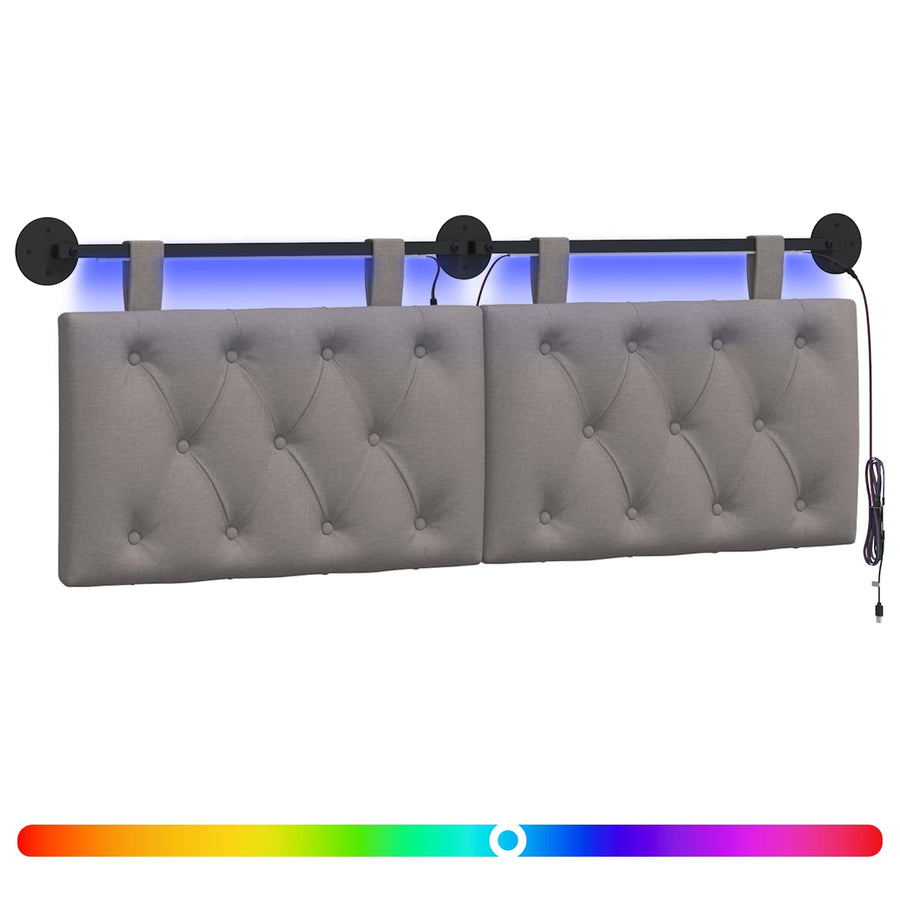 Hangend hoofdbord Met LED-verlichting Taupe Stof