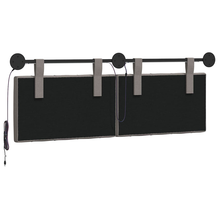 Hangend hoofdbord Met LED-verlichting Taupe Stof