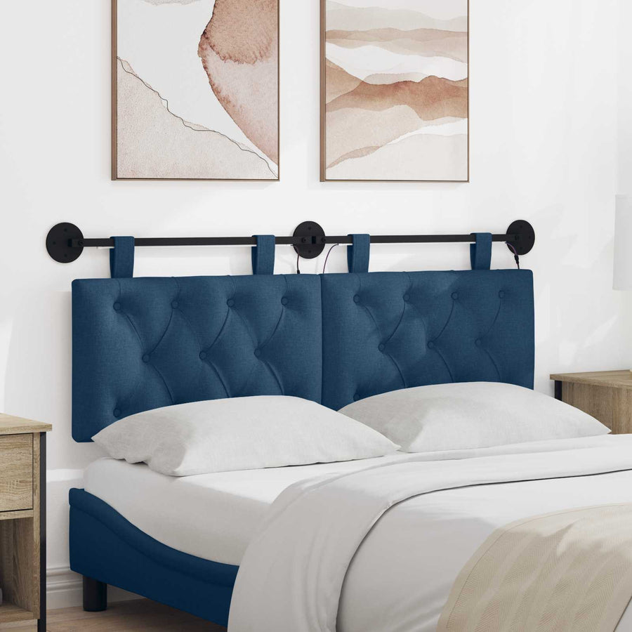 Hangend hoofdbord Met LED-verlichting Blauw Stof
