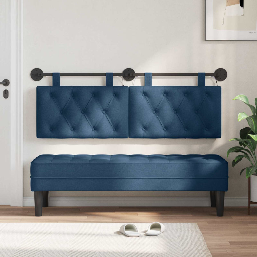 Hangend hoofdbord Met LED-verlichting Blauw Stof