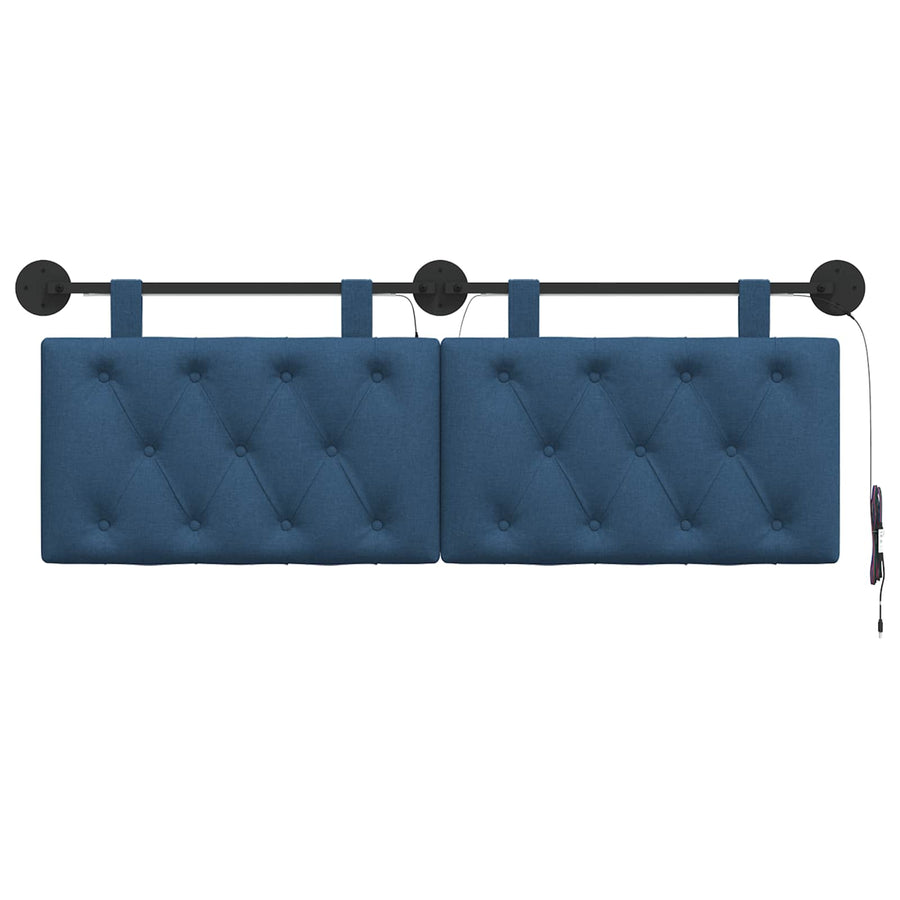 Hangend hoofdbord Met LED-verlichting Blauw Stof