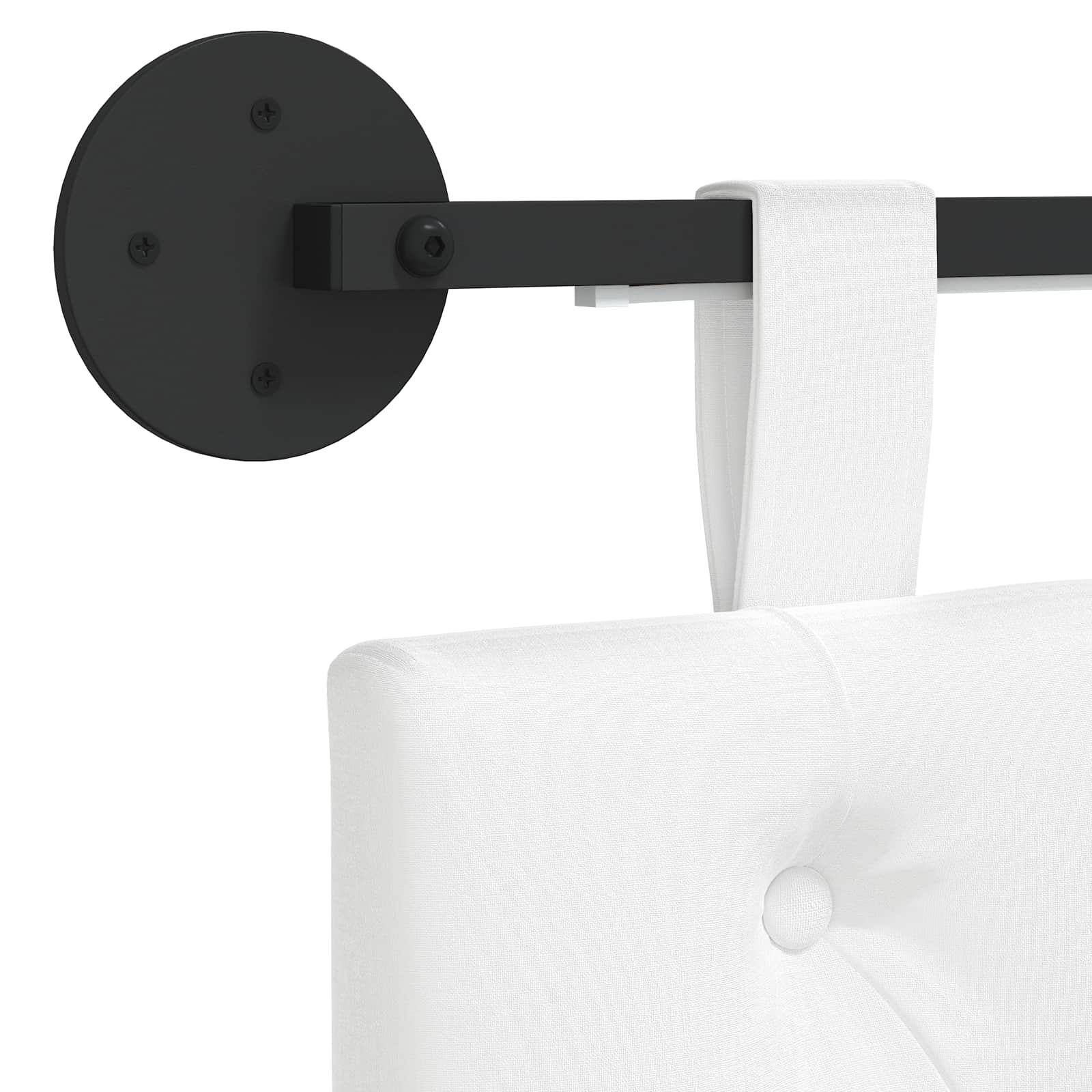 Hangend hoofdbord Met LED-verlichting Wit Stof